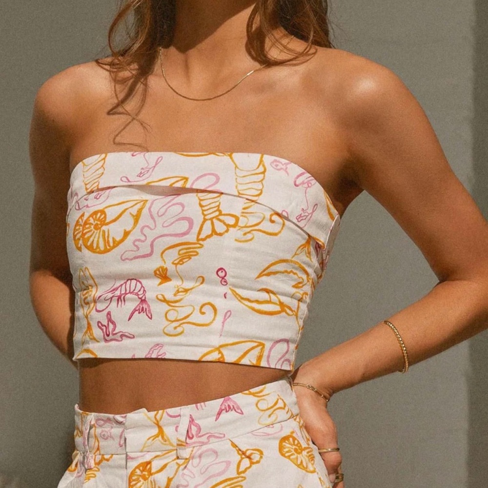 Peppermayo x Rikki Day - Sardinia Linen Bustier Top - Oceanus